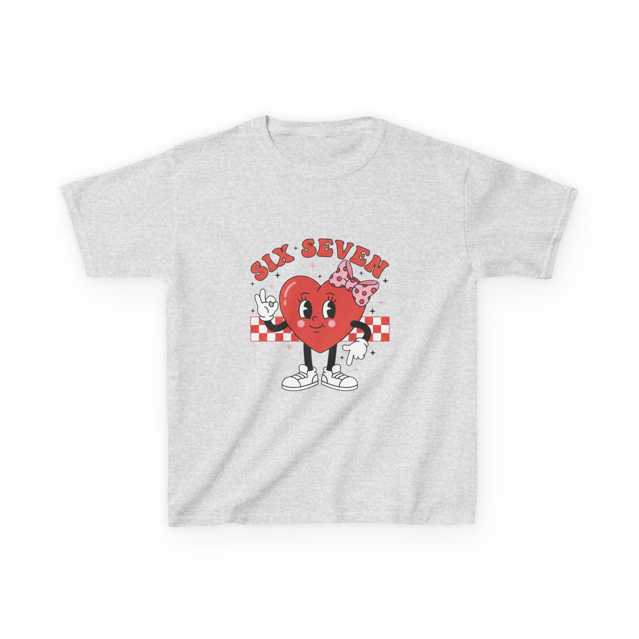 Kids Tee — Retro Cartoon Heart "Six Seven" Graphic