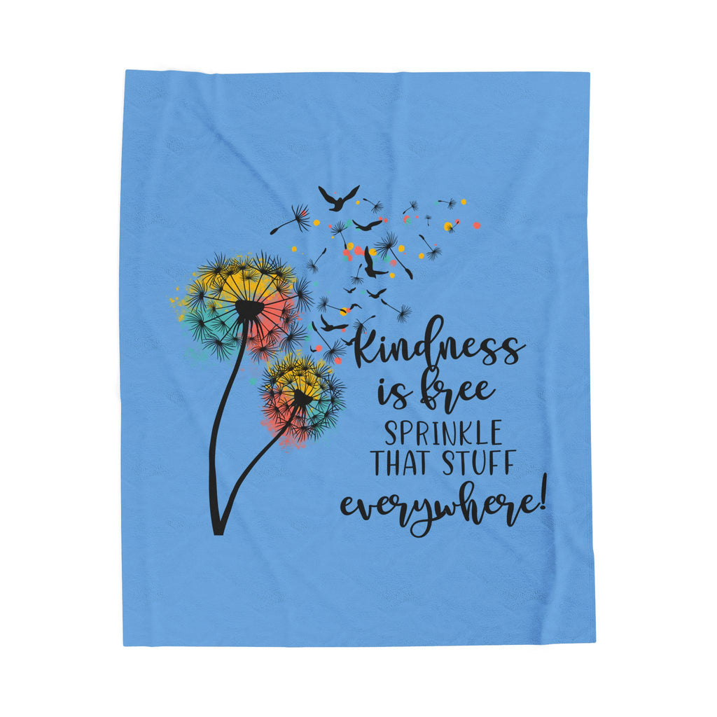 Kindness Is Free Velveteen Plush Blanket — Dandelion Inspirational Throw
