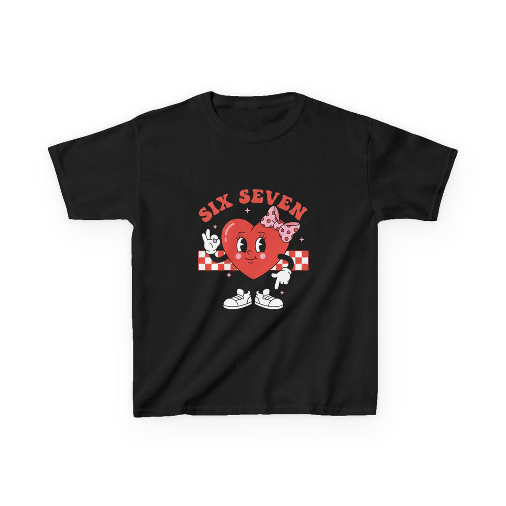 Kids Tee — Retro Cartoon Heart "Six Seven" Graphic