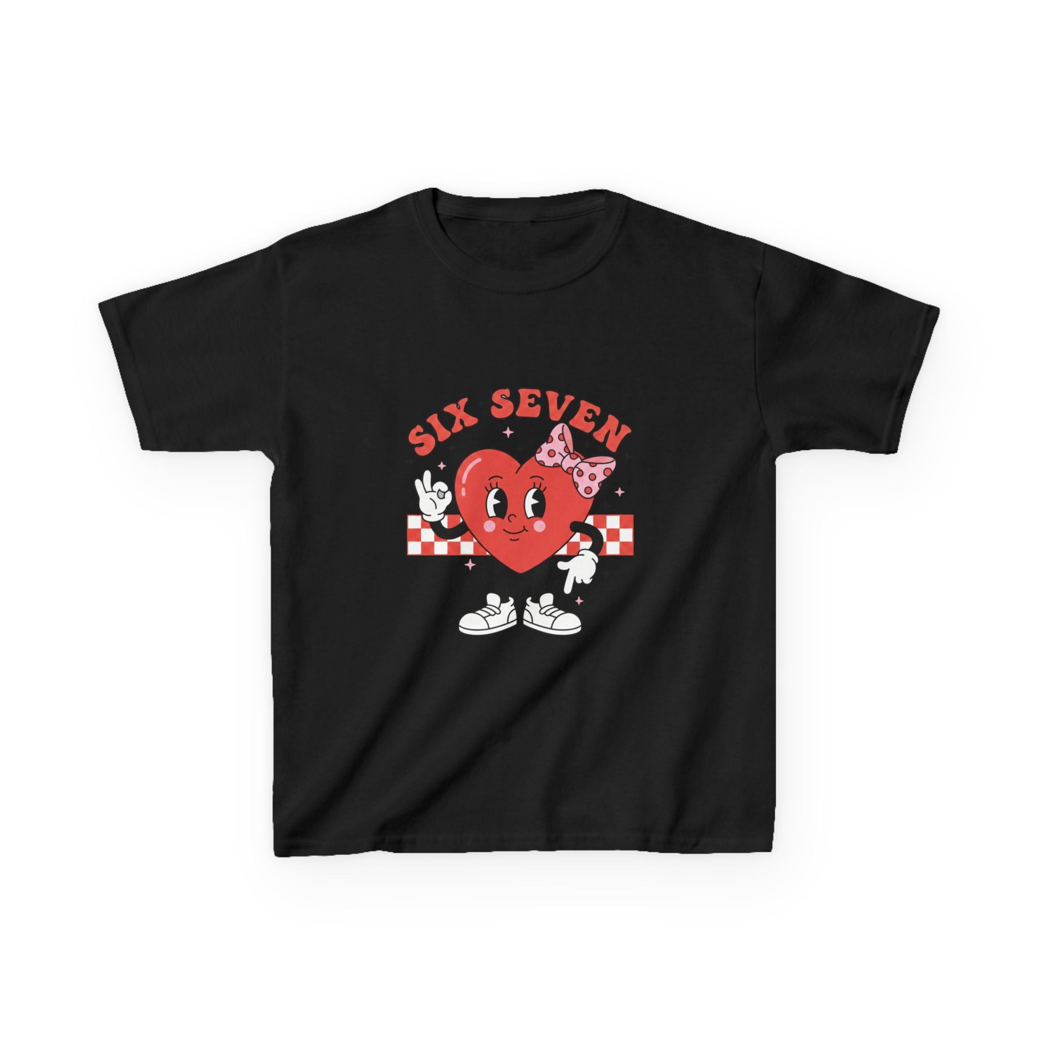 Kids Tee — Retro Cartoon Heart "Six Seven" Graphic