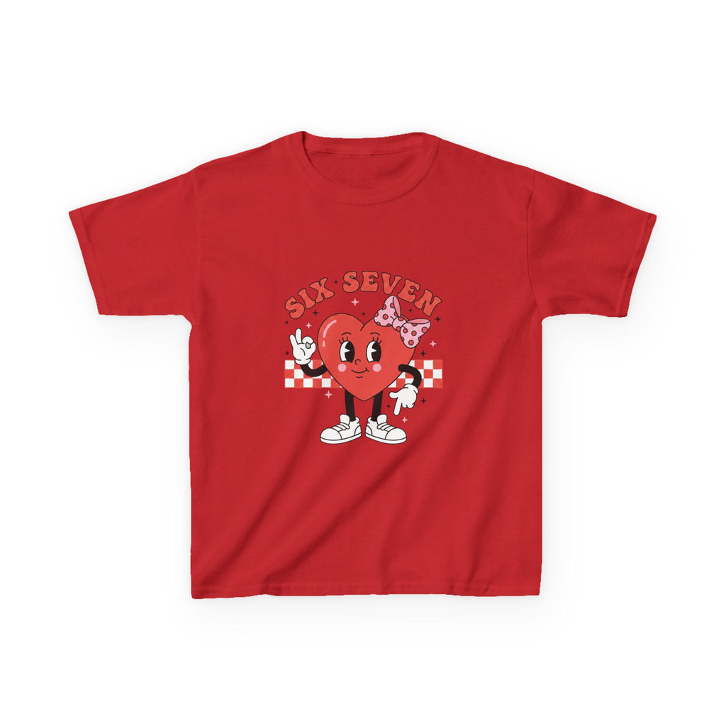 Kids Tee — Retro Cartoon Heart "Six Seven" Graphic