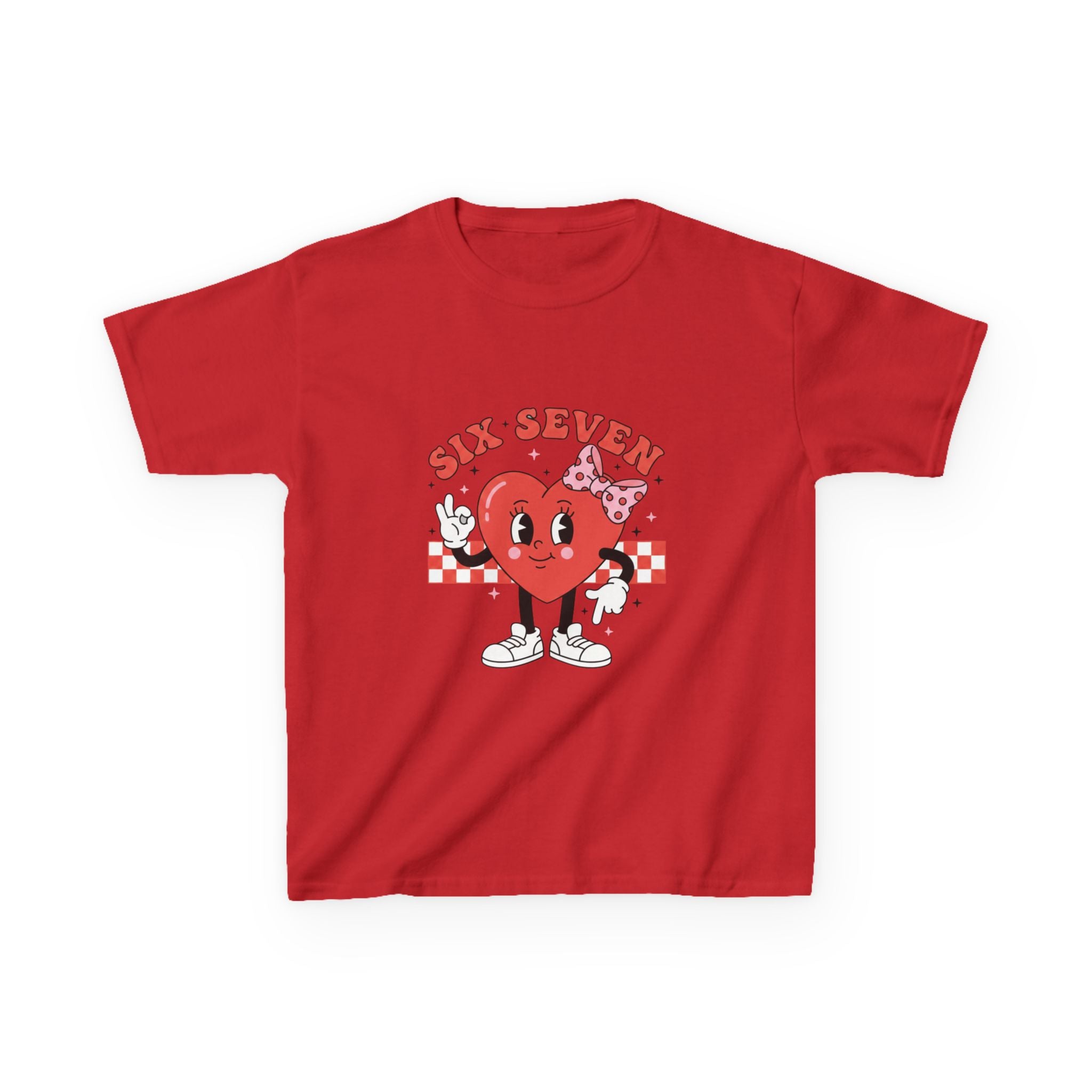 Kids Tee — Retro Cartoon Heart "Six Seven" Graphic