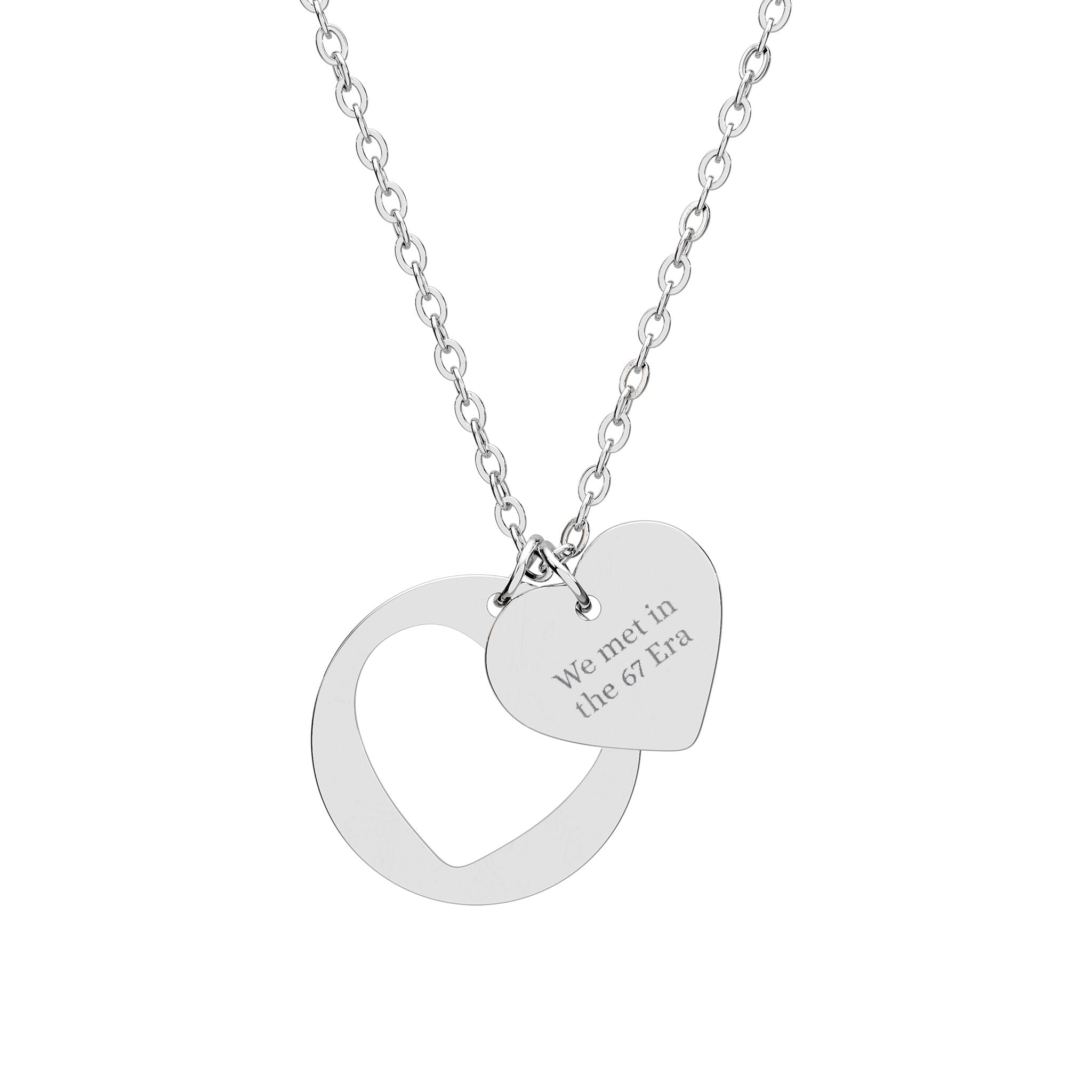 Engravable Heart Cutout Necklace — Personalized Double Pendant Gift