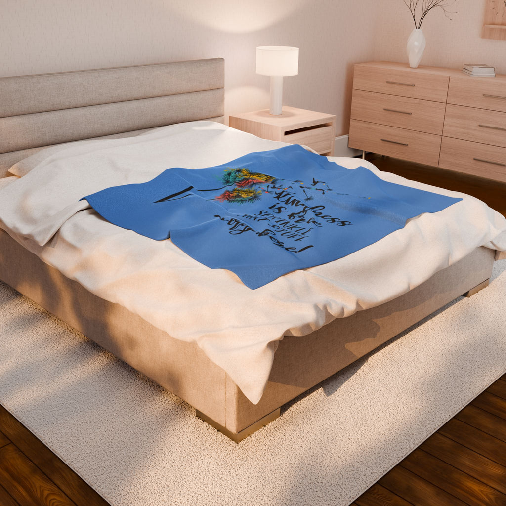 Kindness Is Free Velveteen Plush Blanket — Dandelion Inspirational Throw