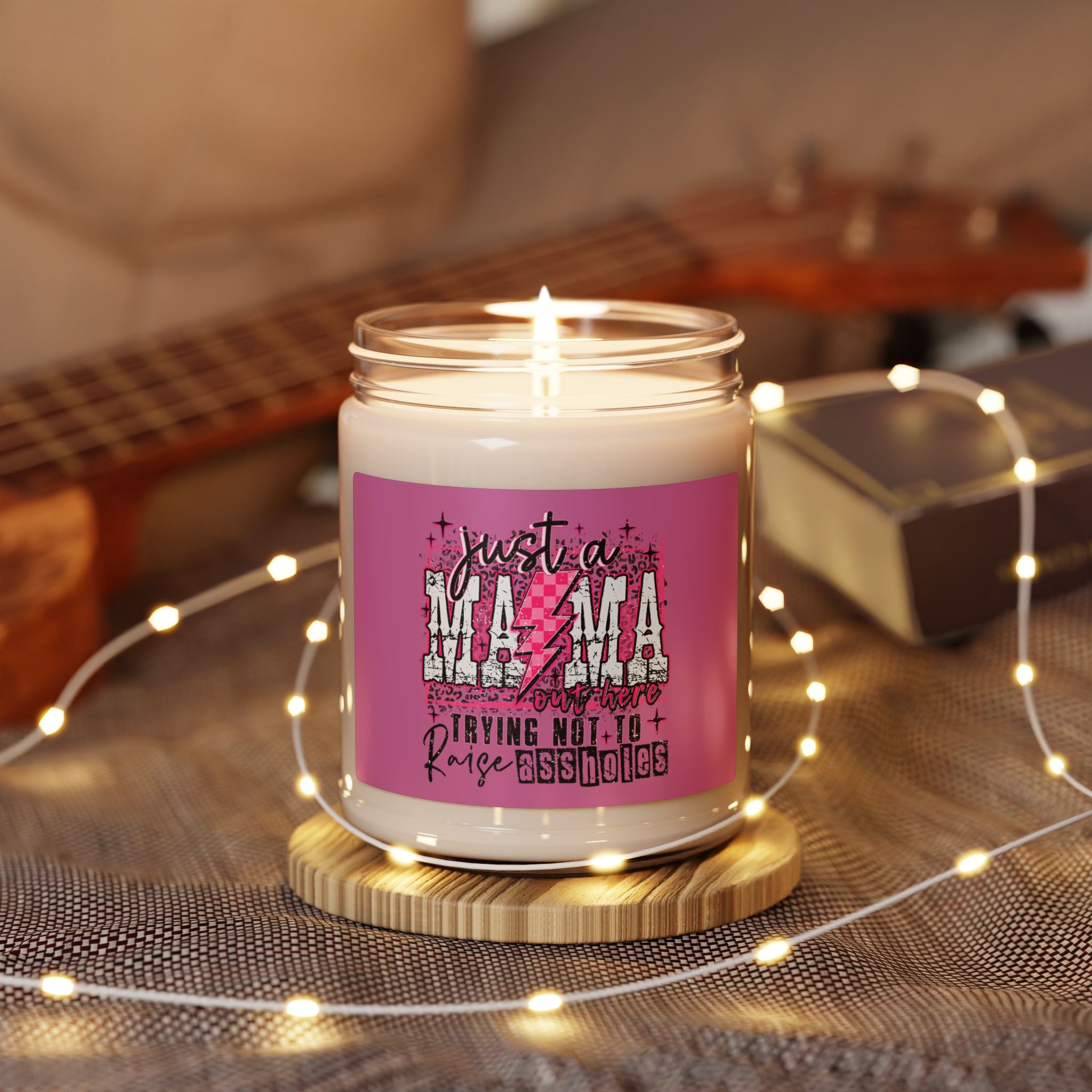 Just a Mama Scented Soy Candle — "Just a MAMA" Pink Graphic 9oz