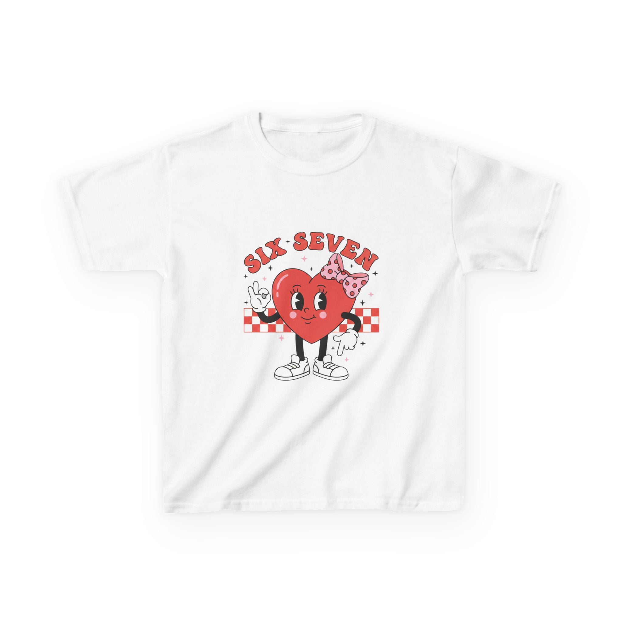 Kids Tee — Retro Cartoon Heart "Six Seven" Graphic