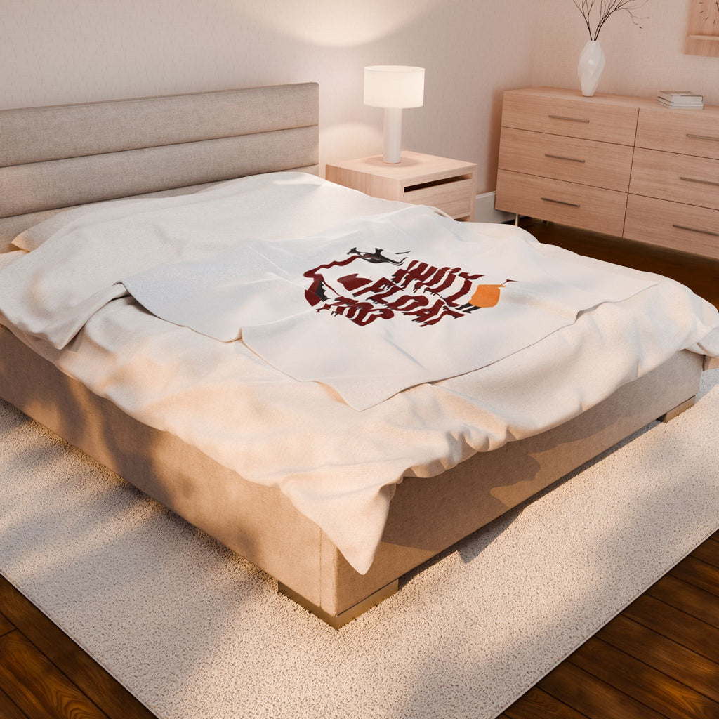 Creepy IT-Inspired Velveteen Plush Blanket | Halloween Decor, Cozy Gift, Movie Night, Scary Vibes, Unique Home Accessory