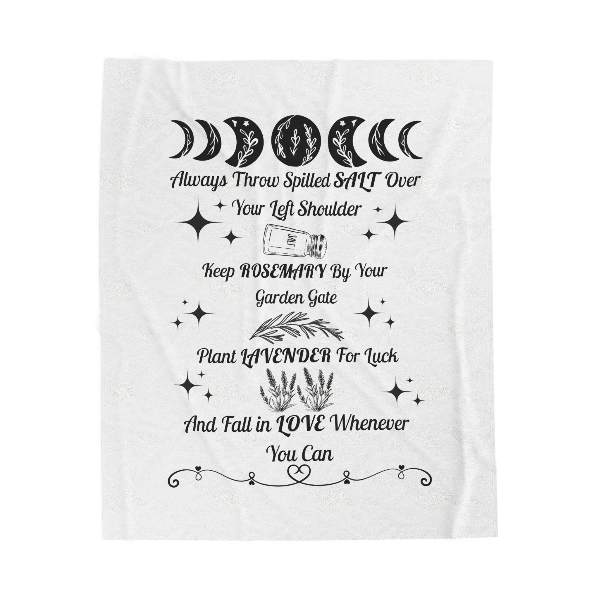 Boho Velvet Throw Blanket with Positive Affirmation Quotes, Cozy Home Decor, Gift for Her, Astrology Lover, Housewarming Present