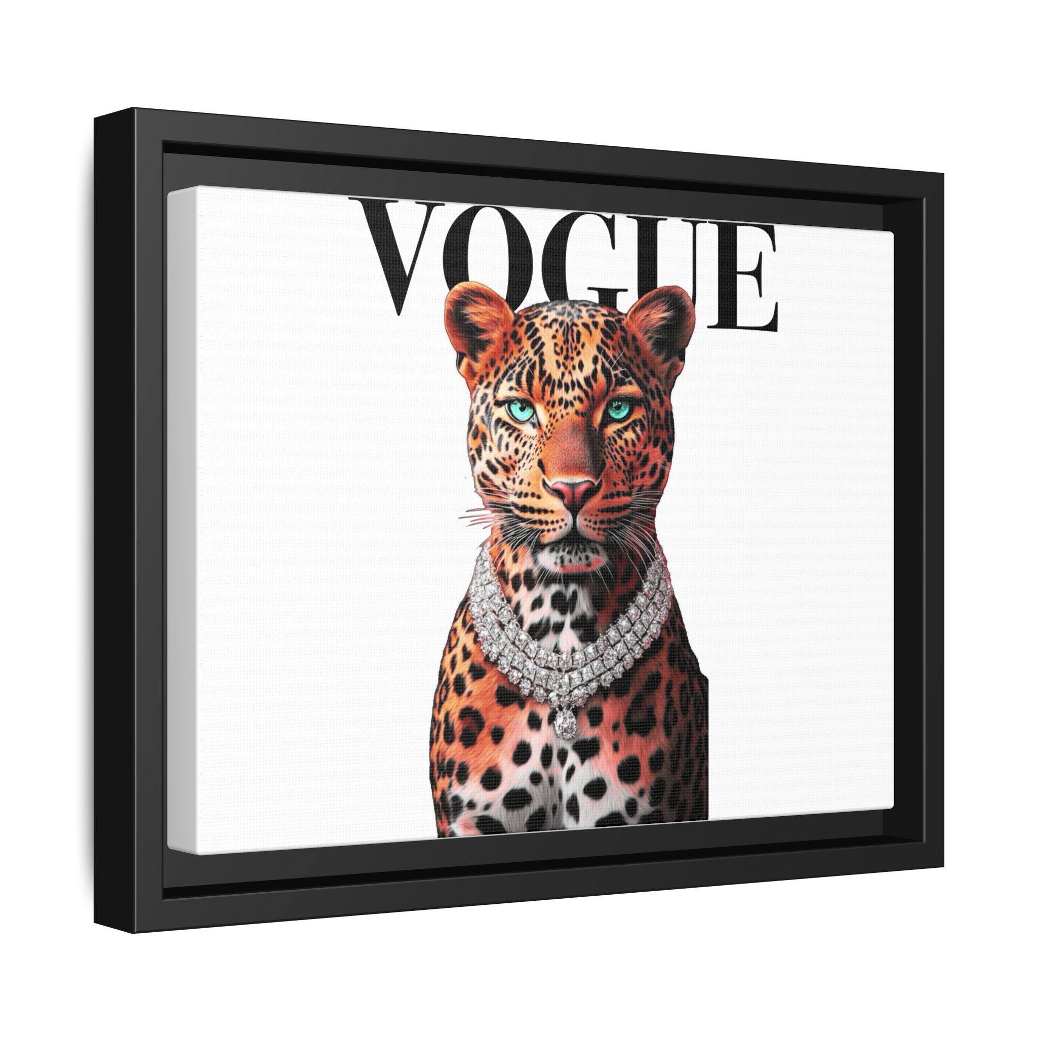Vogue Leopard Portrait Framed Canvas