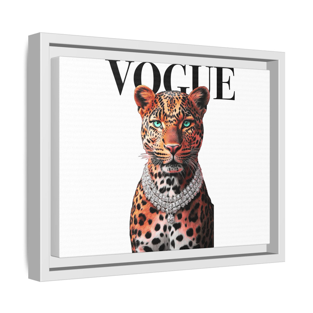 Vogue Leopard Portrait Framed Canvas