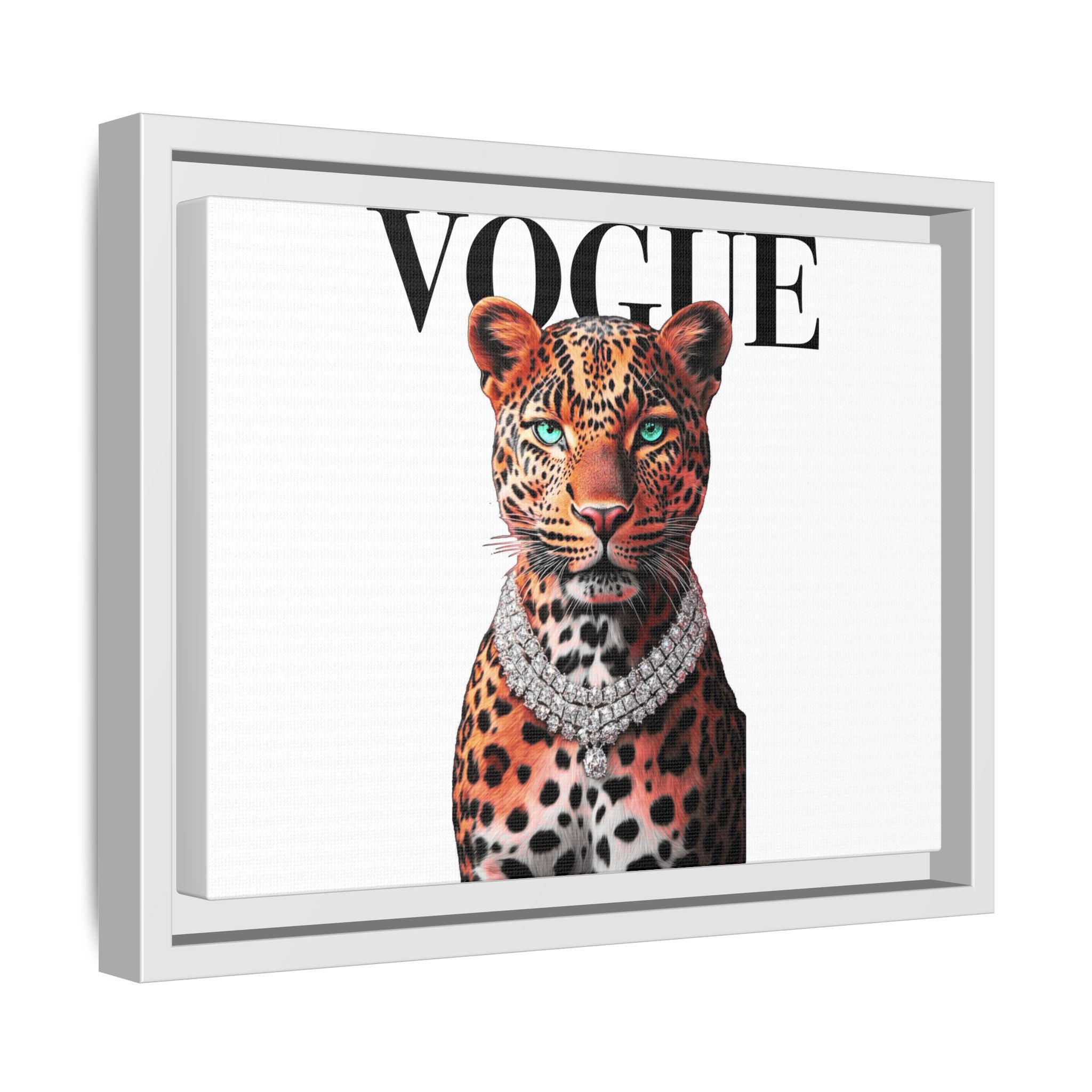 Vogue Leopard Portrait Framed Canvas