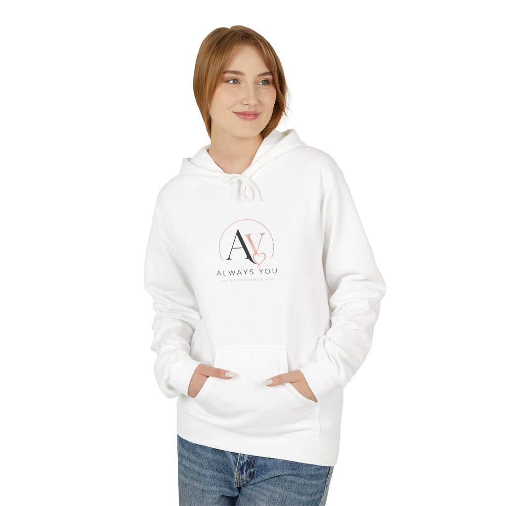 Always You Minimal Logo Hoodie — Lightweight White Fleece