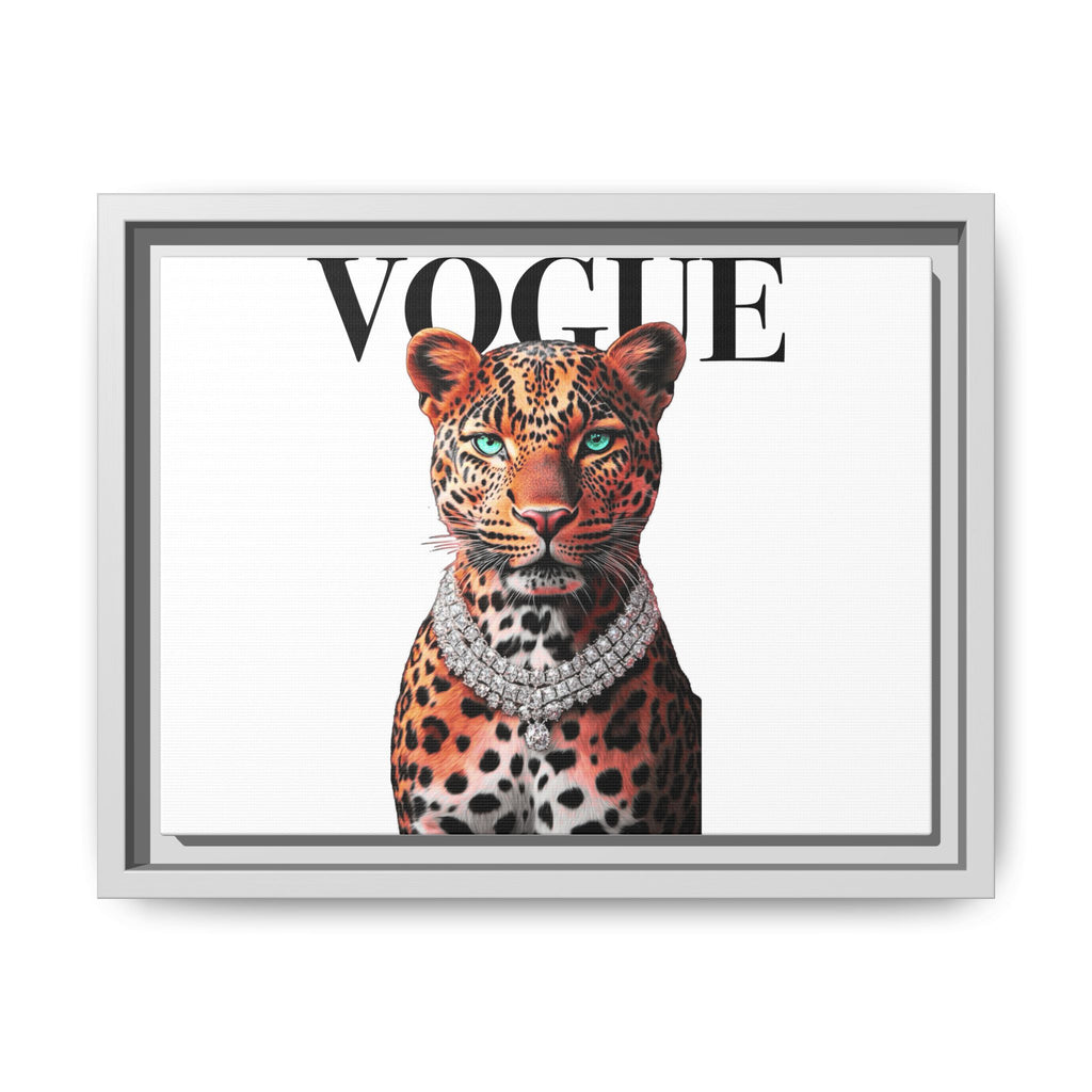 Vogue Leopard Portrait Framed Canvas