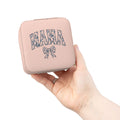 Mama Jewelry Travel Case — Compact Pink Travel Jewelry Organizer with Ring Rolls & Compartments
